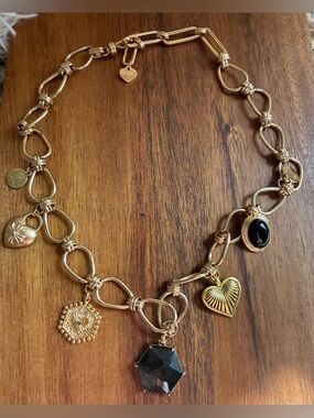 Nakamol Gold-Tone Charm Necklace Heart Coin